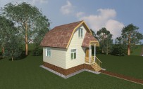 Дом 6х6 с крыльцом (мансардная крыша)