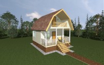 Дом 6х7 с балконом и верандой (мансардная крыша)